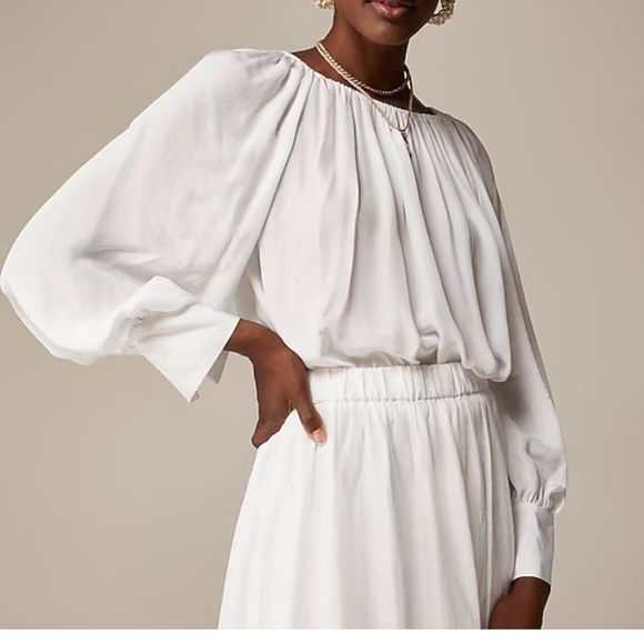 J. Crew Tops - J. Crew Collection sheer gathered top in white size Large NWT CA613